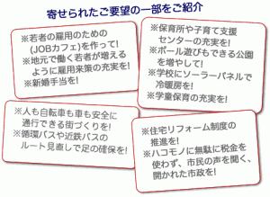 寄せられたご意見の一部をご紹介